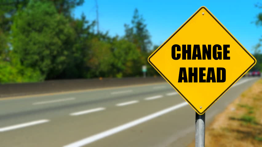 Change ahead street sign